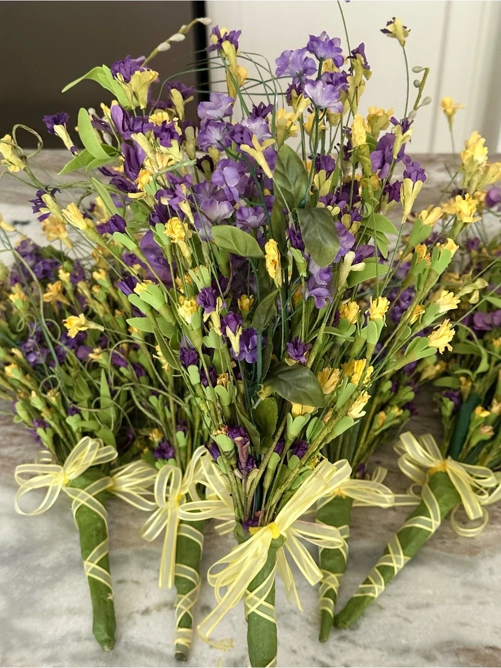 Wildflower Bouquet - Purple & Yellow Faux Floral Arrangement